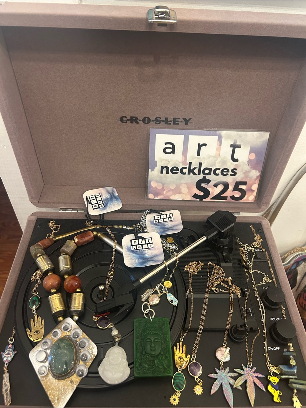 Lot of handmade artsy crystal necklaces perfect for your resale boutique